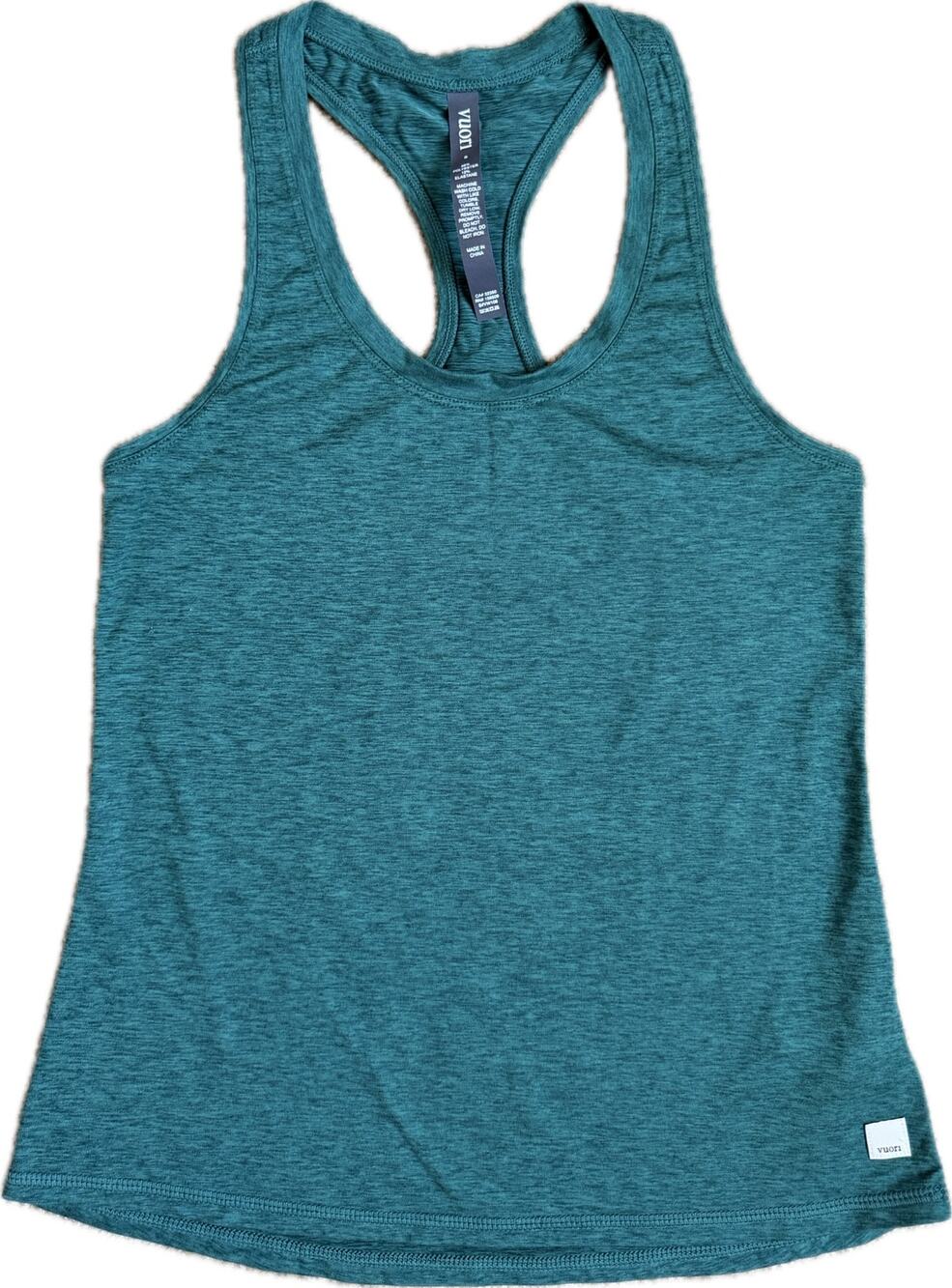 Vuori Lux Performance Racerback Tank Top Teal Green Blue Small Heathered Workout